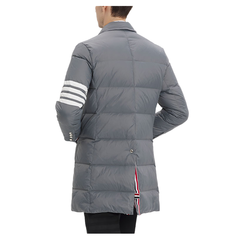 Classic 4-Strip Lapel Midi Down Jacket