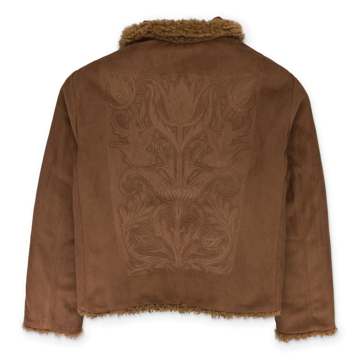 BLUE CARVED LEATHER FUR JACKET