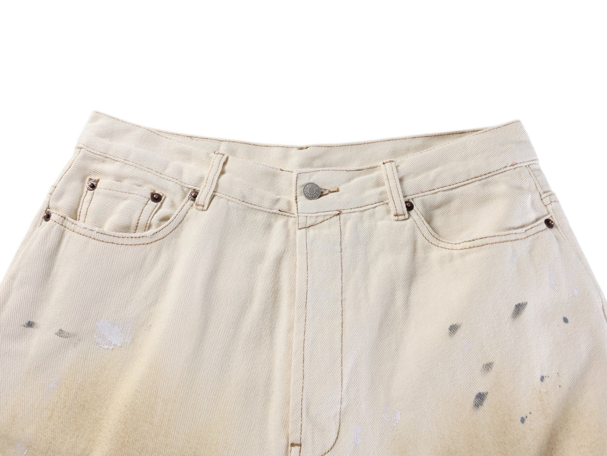 cne Studios Vintage Paint‑Splatter Denim Jort Shorts