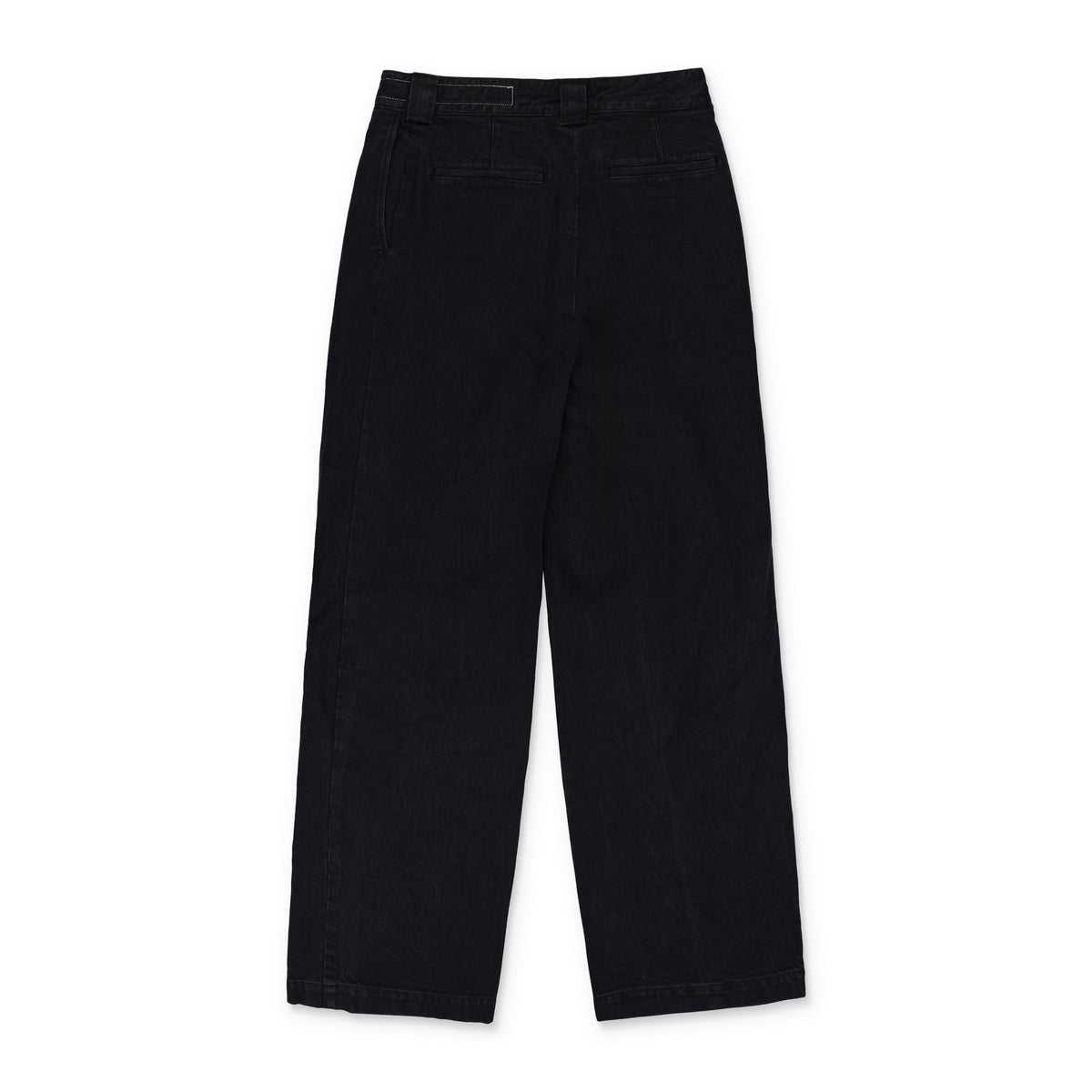 Black Big Tuck Denim Trousers