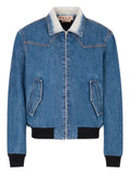 Marni denim bomber jacket with degradé collar