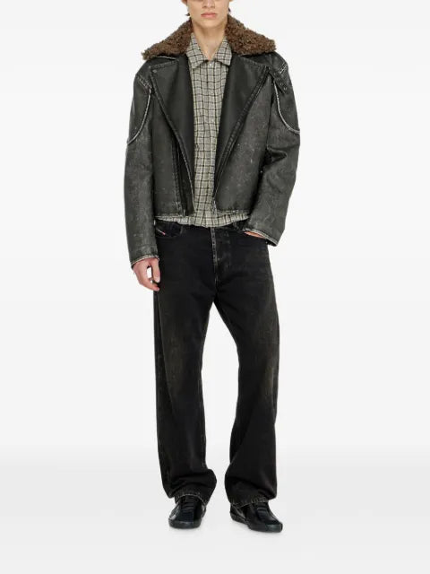 Diesel biker jacket with detachable collar