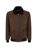 Barba shearling-collar bomber jacket