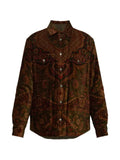 ETRO padded cotton corduroy shacket with placed floral medallion print