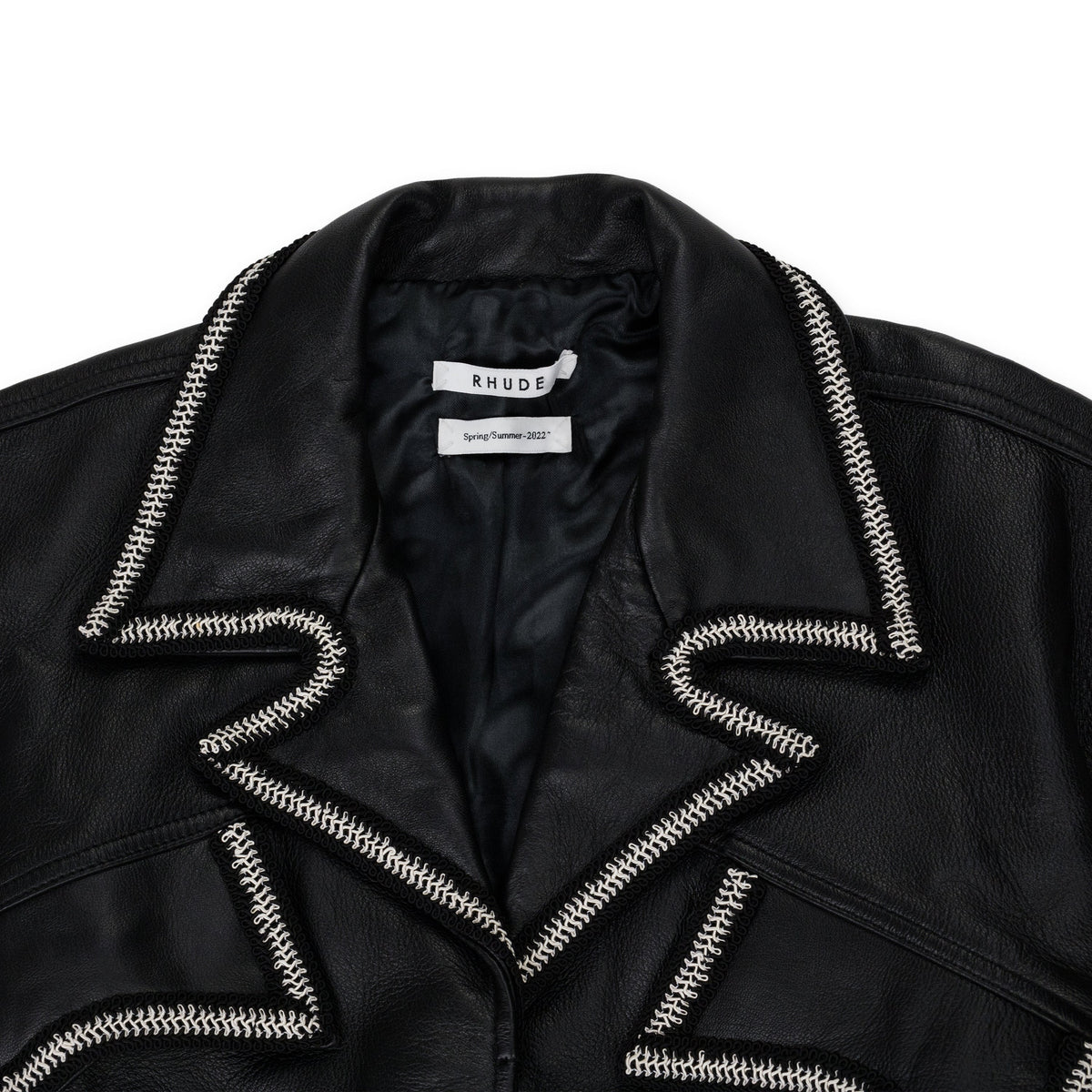 Black Stitched Crop Leather Vest
