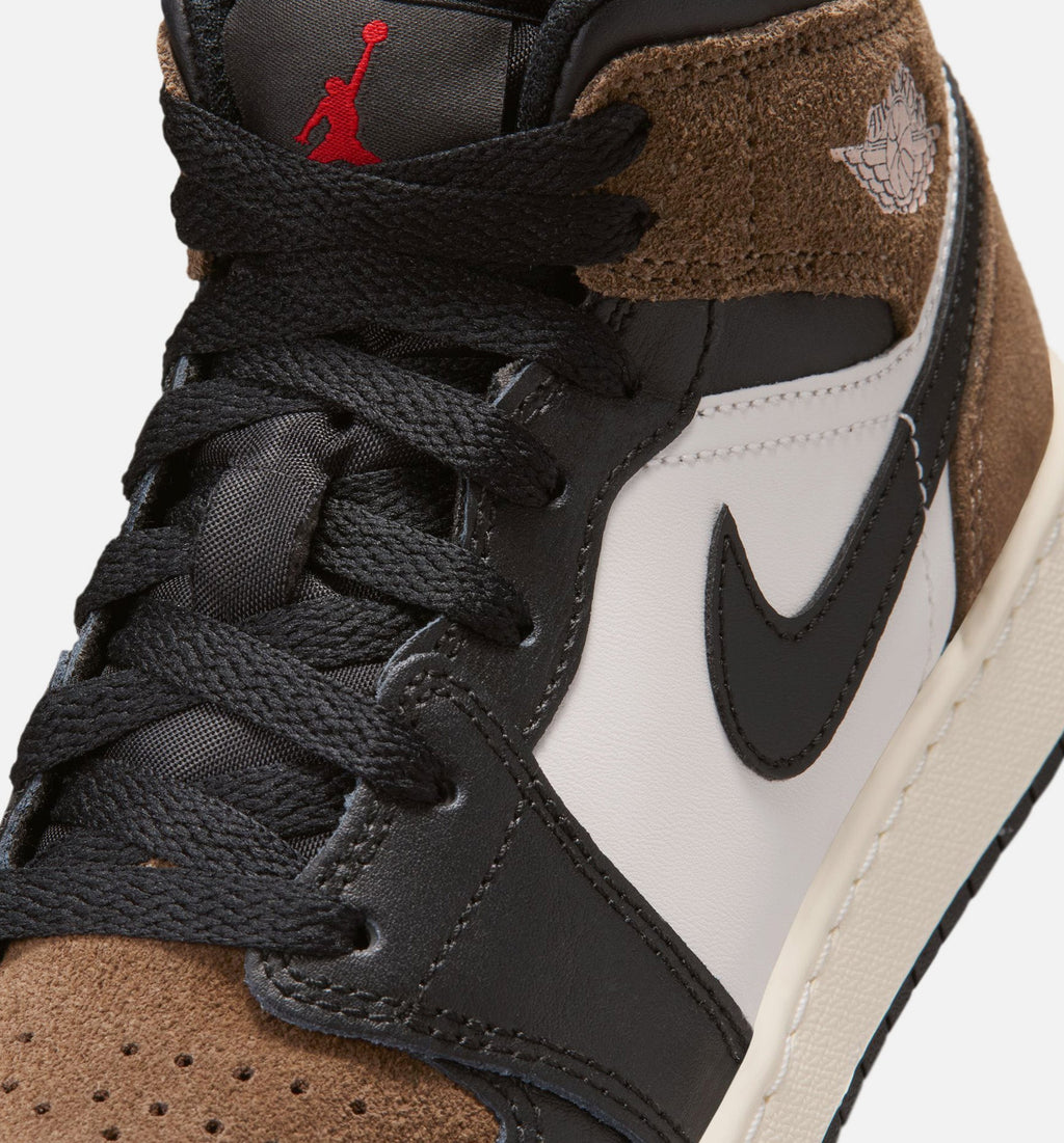Air Jordan 1 Mid GS Sneakers | Black/Phantom/Palomino/University Red