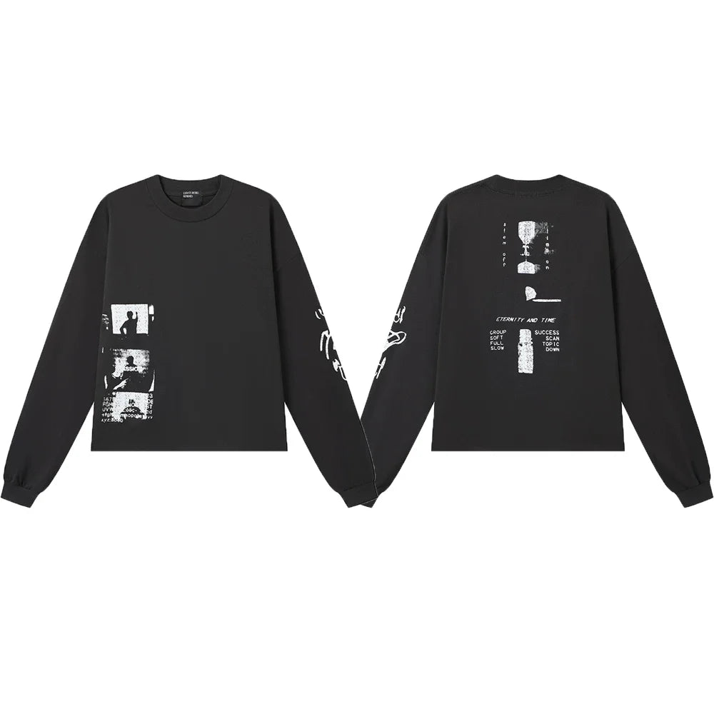 ERD “Eternity and Time” Hourglass Long Sleeve T-Shirt — Black