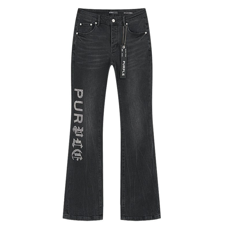 Purple Brand Black Washed Rhinestone Detail Jeans
