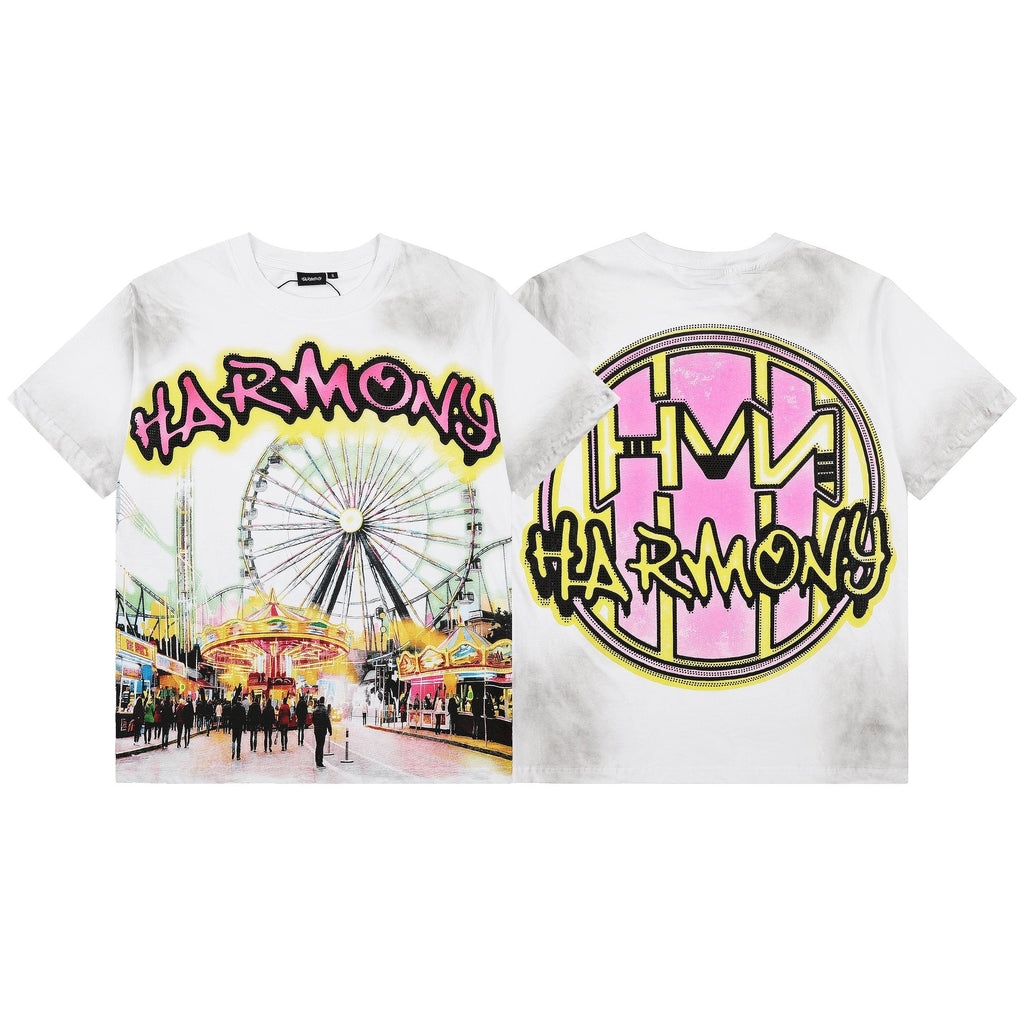 HARMONY Washed White Front & Back Graphic T-Shirt