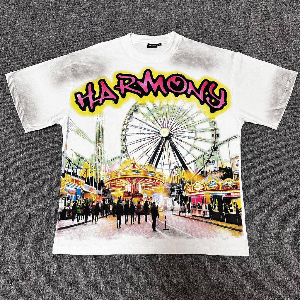 HARMONY Washed White Front & Back Graphic T-Shirt