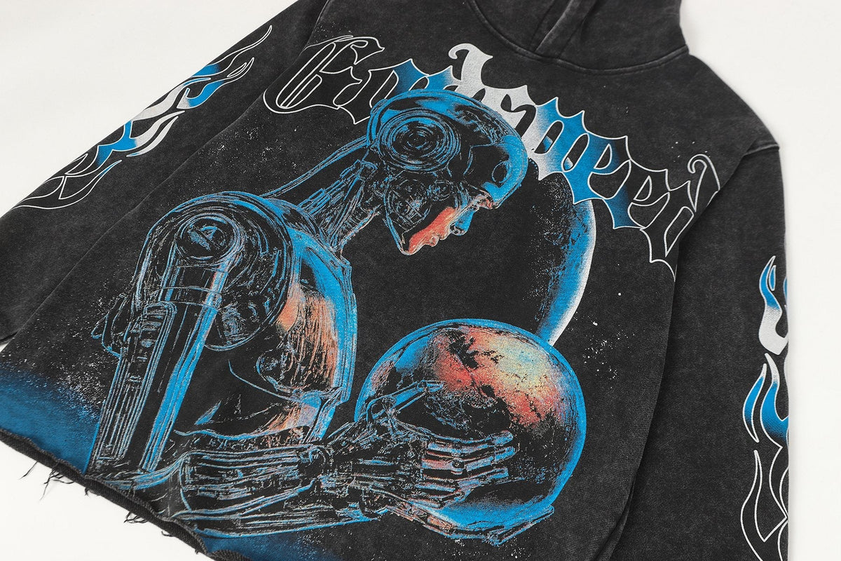 Godspeed Robot Skull Flame Graphic Hoodie