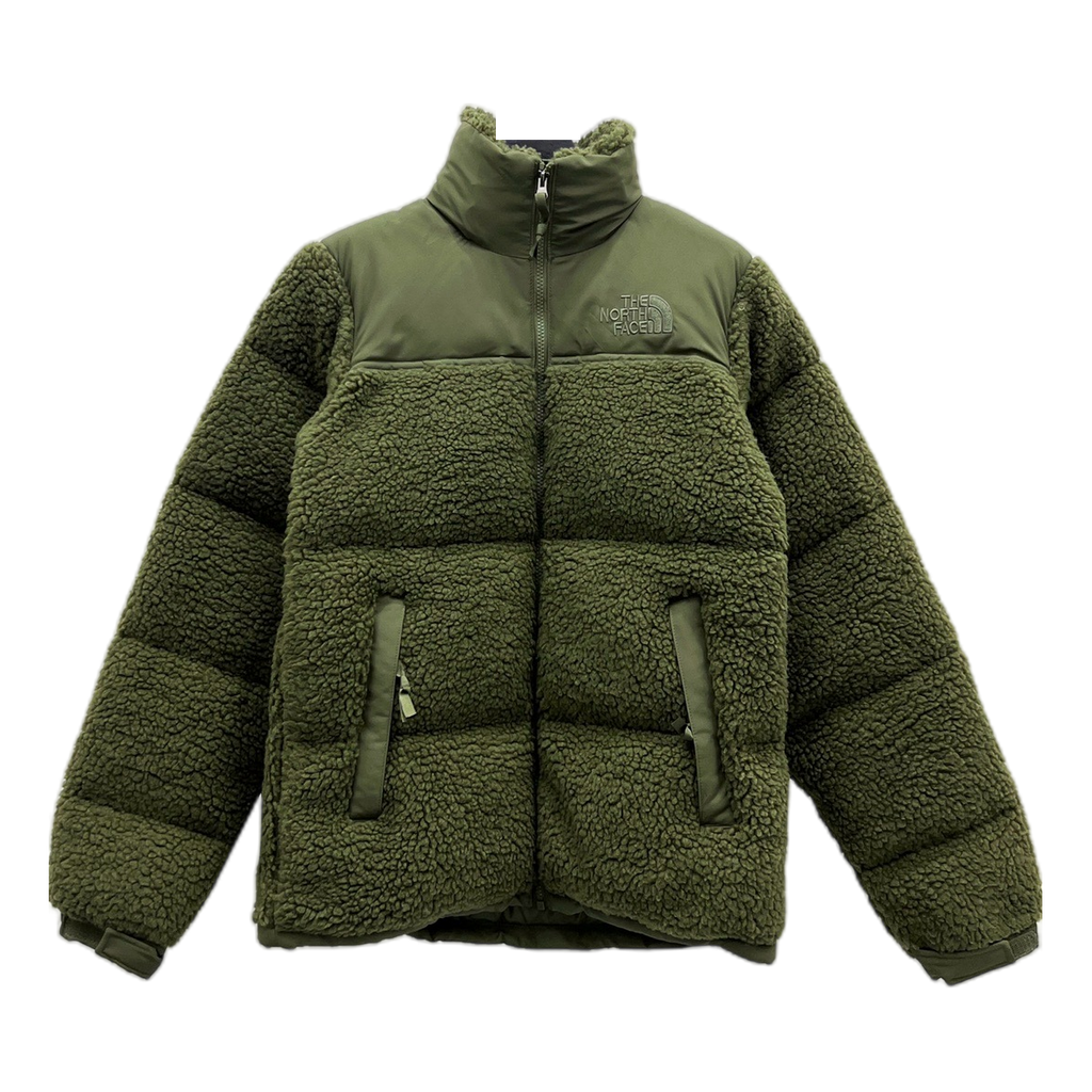 The North Face Fleece-Panel Puffer Jacket with Stand Collar - Olive