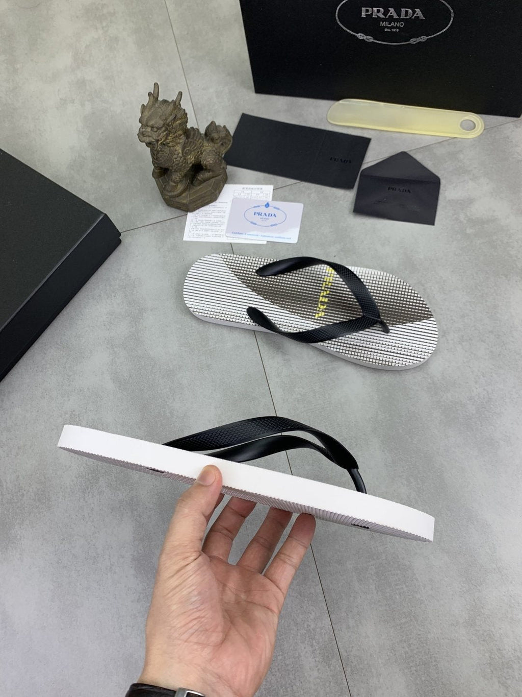 Prada Striped Thong Flip-Flops