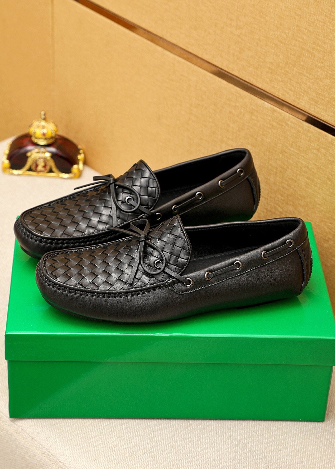 Bottega Veneta Black Woven Slip-On Loafers