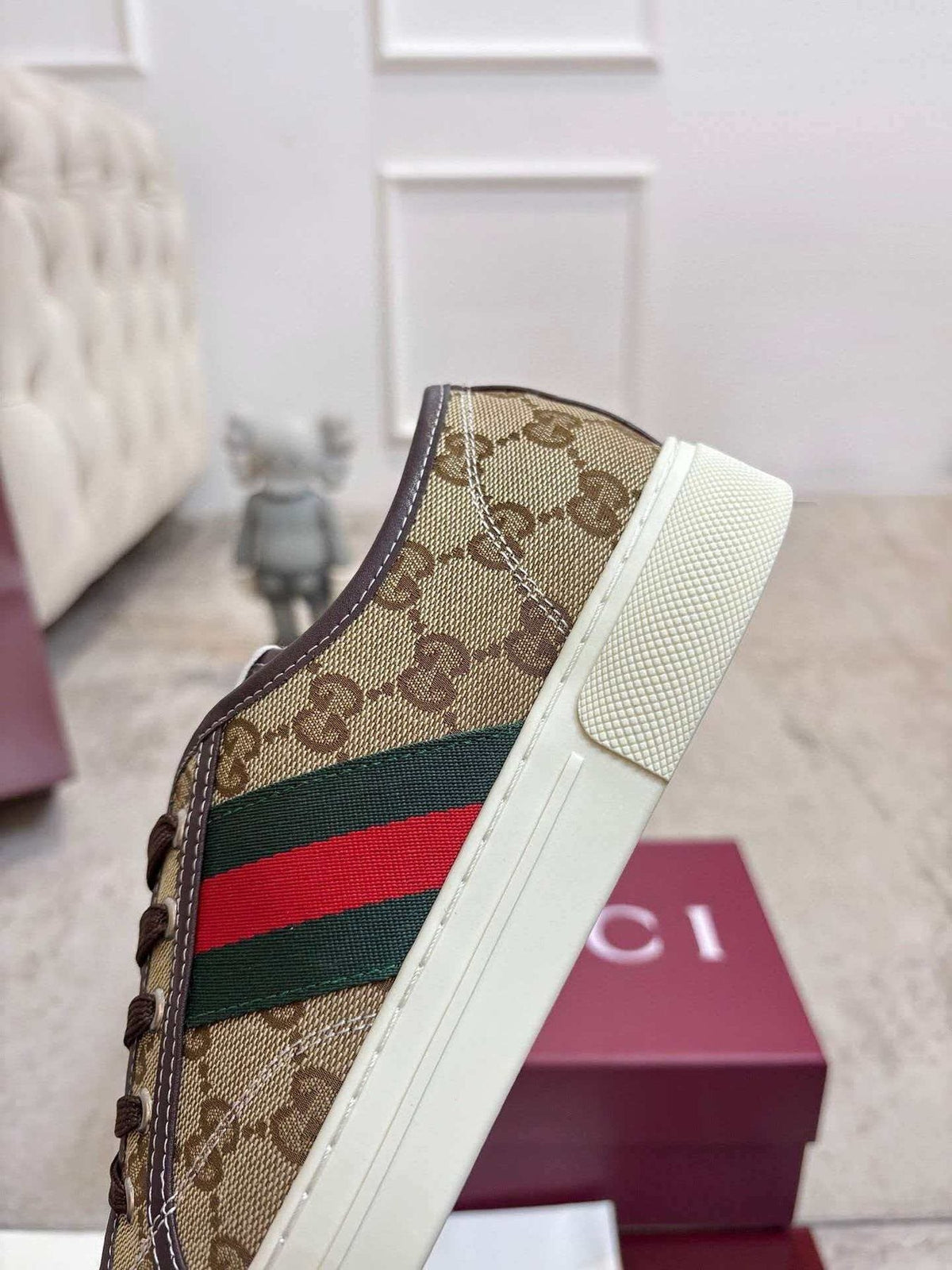 Gucci Brown Monogram Stripe Sneakers
