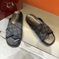 Gucci Men's Patterned Cross-Strap Slide Sandals
