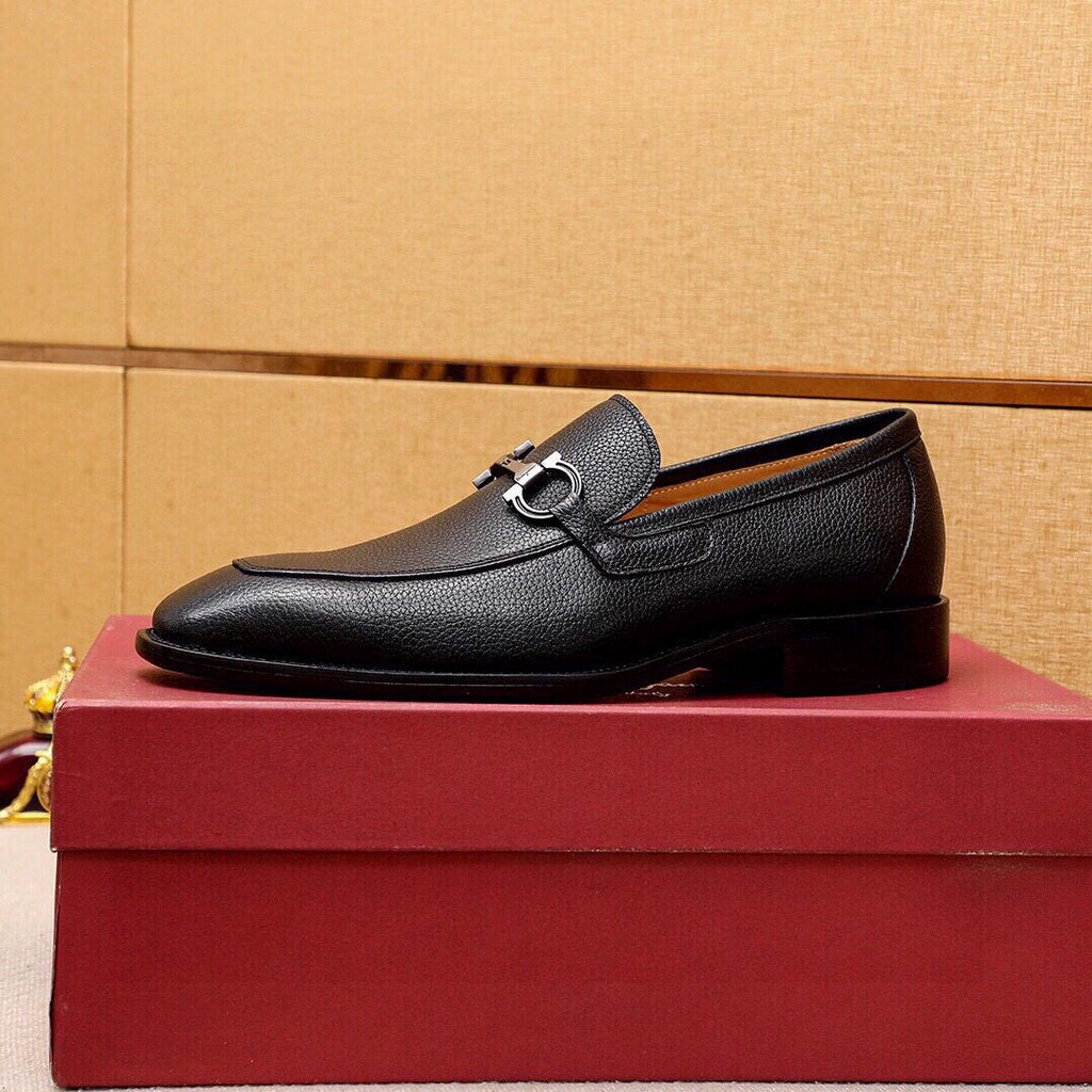 Ferragamo Textured Leather Bit Loafers