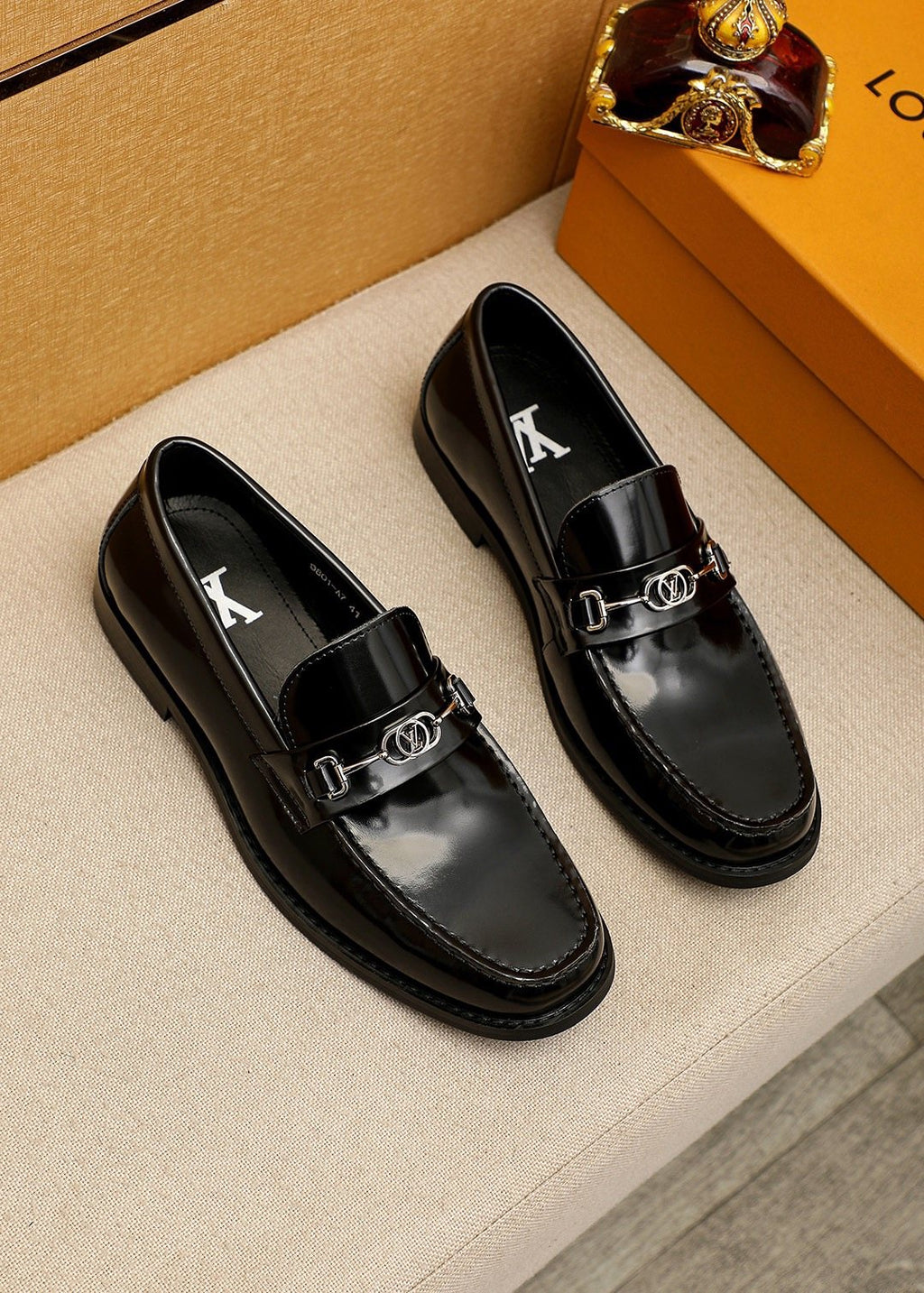 Louis Vuitton Black Leather Buckle Loafers
