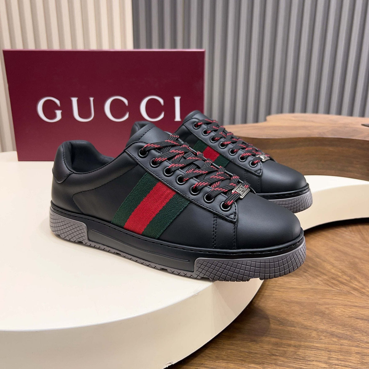 Gucci Red and Green Side Stripe Sneakers