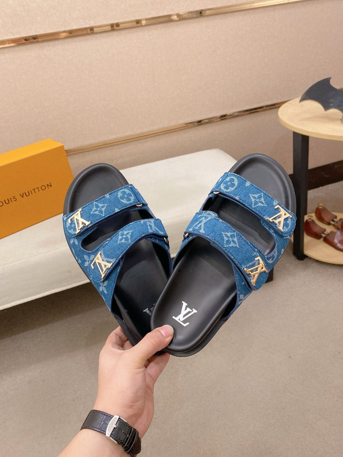 Louis Vuitton Men's Double-Strap Slide Sandals