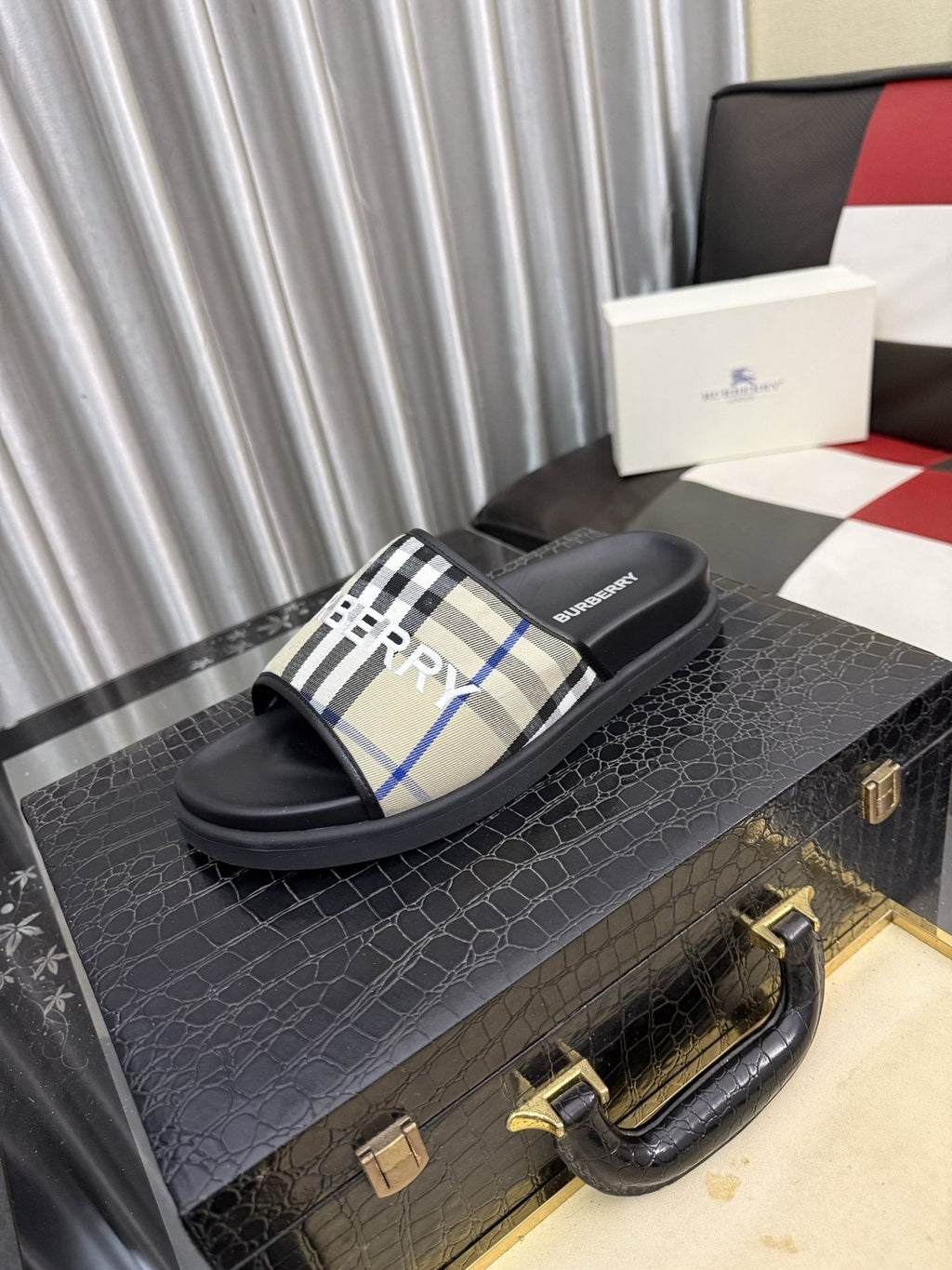 Burberry Check Logo Slide Sandals