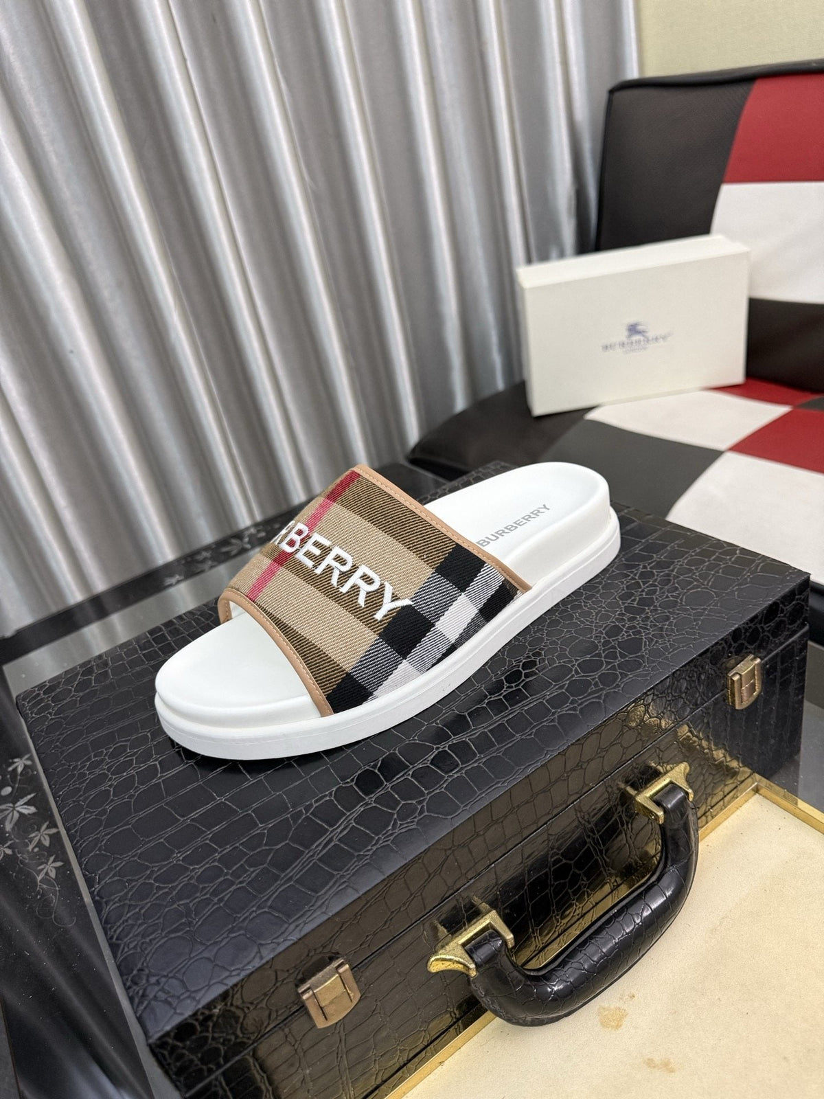 Burberry Check Logo Slide Sandals